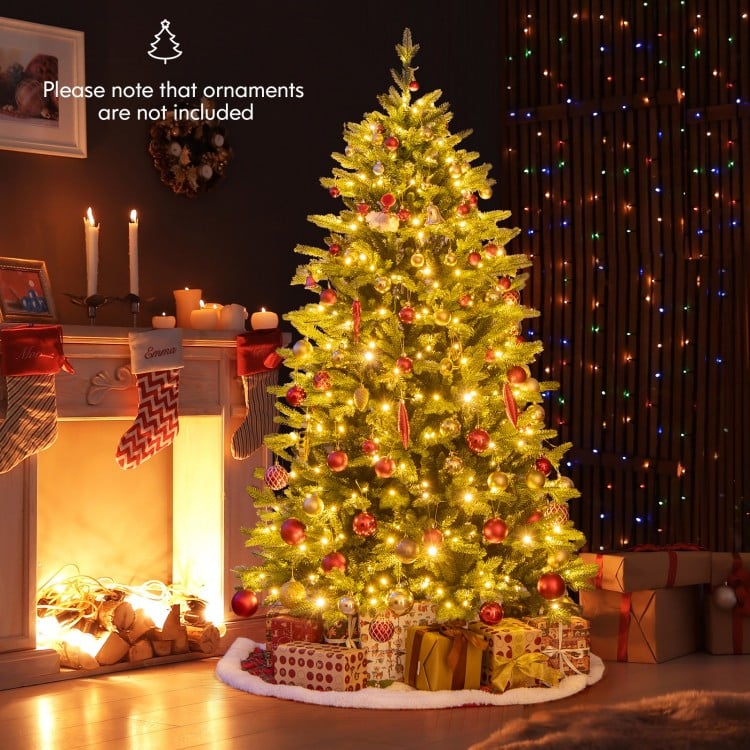 6 Feet Artificial Xmas Tree Hinged with 11 Lighting Modes and Remote Control