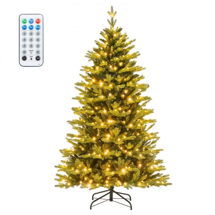 6 Feet Artificial Xmas Tree Hinged with 11 Lighting Modes and Remote Control