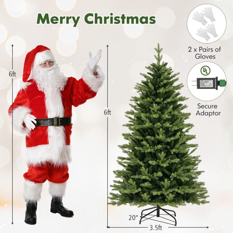 6 Feet Artificial Xmas Tree Hinged with 11 Lighting Modes and Remote Control