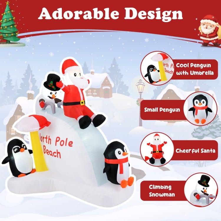 6 Feet Christmas Inflatable with Blow up Penguins and Santa Decoration