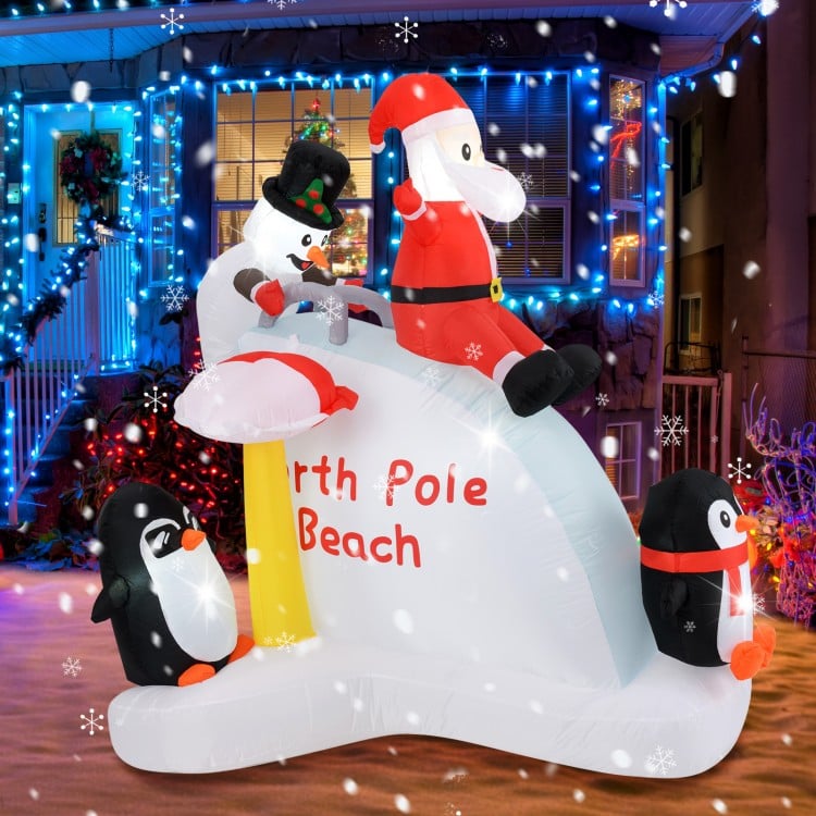 6 Feet Christmas Inflatable with Blow up Penguins and Santa Decoration