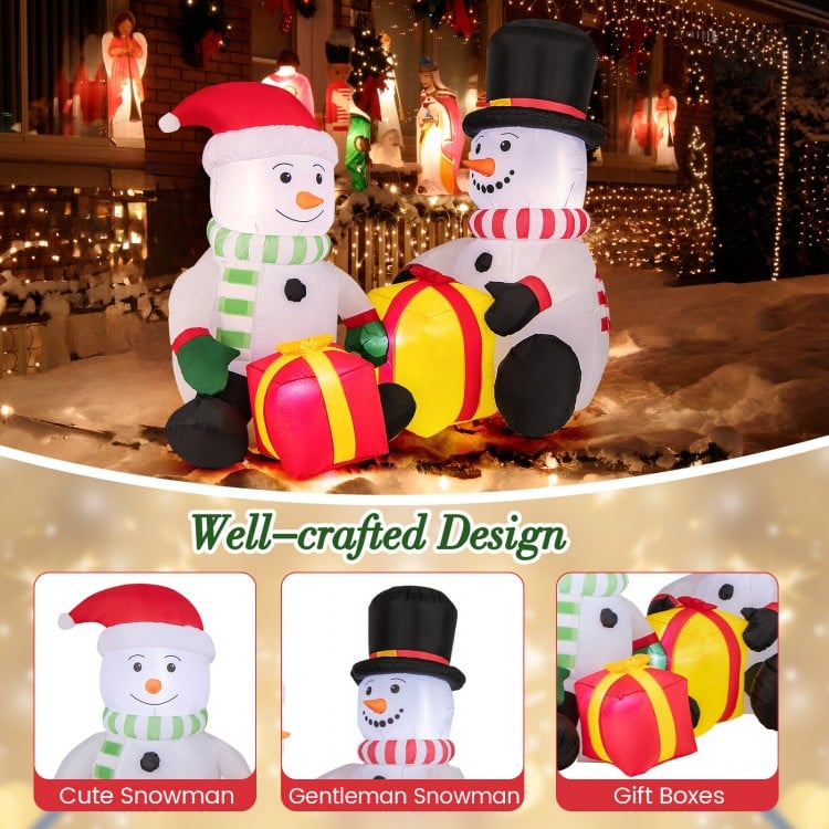5 Feet 2 Cute Blow-up Snowman Christmas Inflatables with Gift Boxes