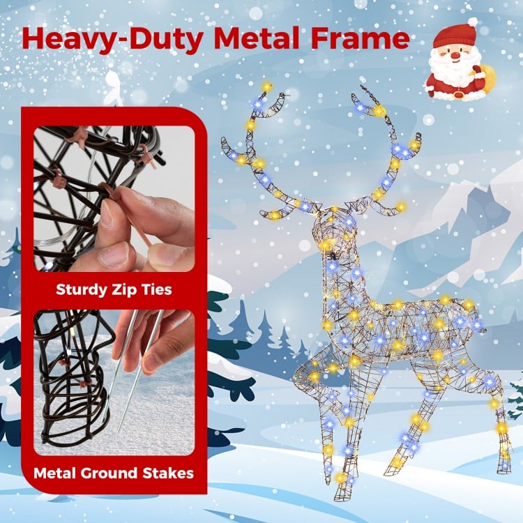 4.6 Feet Pre-Lit Christmas Reindeer with 170 Cold and Warm LED Lights
