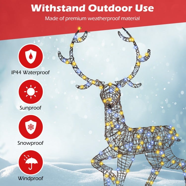4.6 Feet Pre-Lit Christmas Reindeer with 170 Cold and Warm LED Lights