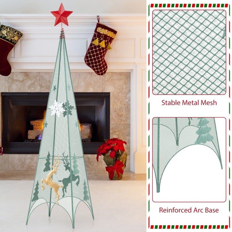 3/3.5/4 Feet Set of 3 Tower Shaped Christmas Trees with Removable Star Toppers