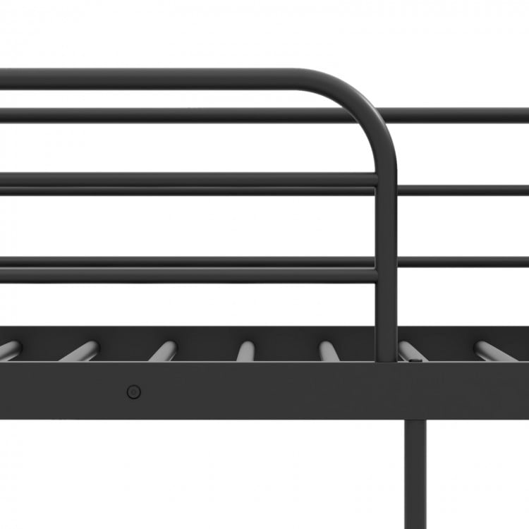 Twin Over Twin Bunk Bed with Trundle with Ladder and Full-length Guardrails-Black