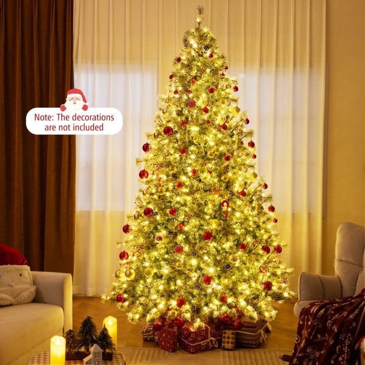 7.5 FT Artificial Christmas Tree Pre-Lit Hinged Holiday Tree with 360° Quick Power Connector