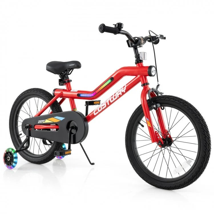 16/18 Inch Kids Bike with LED Lights Adjustable Carbon Steel Bicycle for 4-8 Years Old
