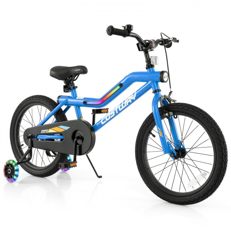 16/18 Inch Kids Bike with LED Lights Adjustable Carbon Steel Bicycle for 4-8 Years Old