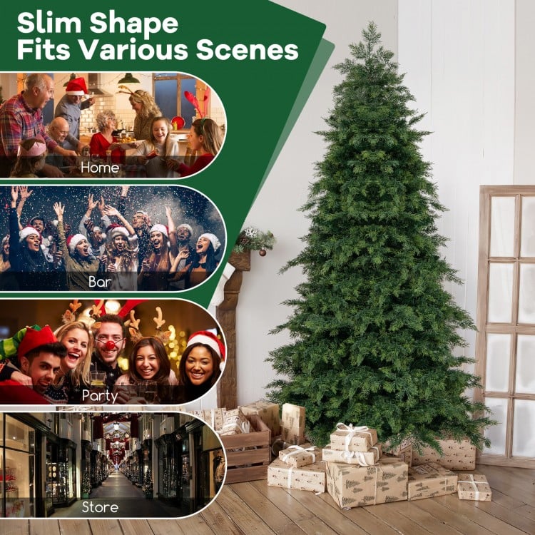 6 Feet Artificial Christmas Tree Green Hinged Holiday Tree with 721/1019 Lush Branch Tips