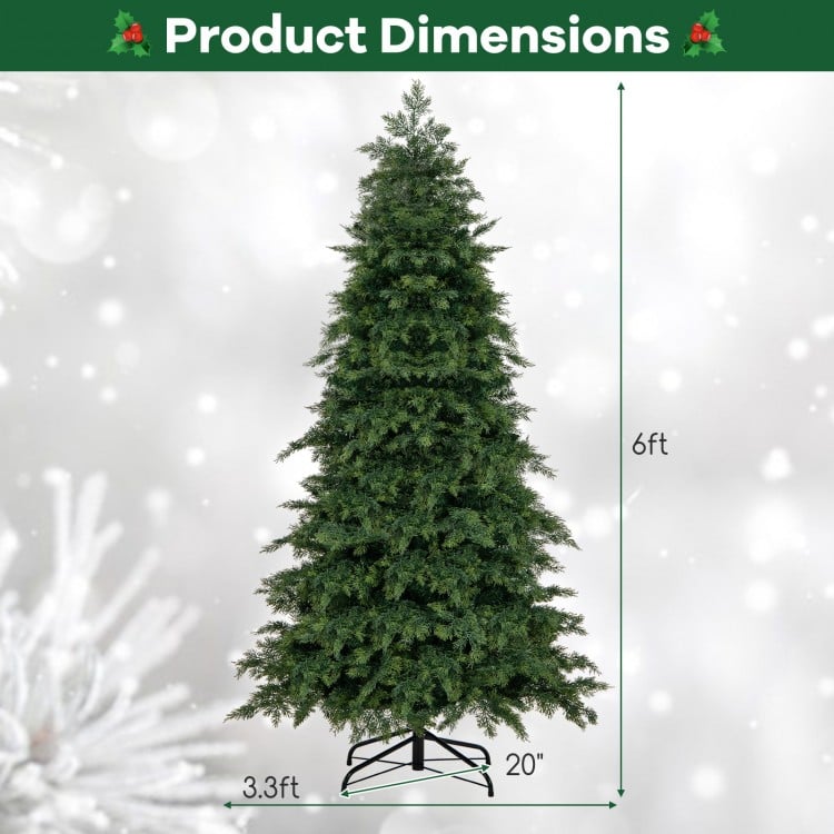 6 Feet Artificial Christmas Tree Green Hinged Holiday Tree with 721/1019 Lush Branch Tips