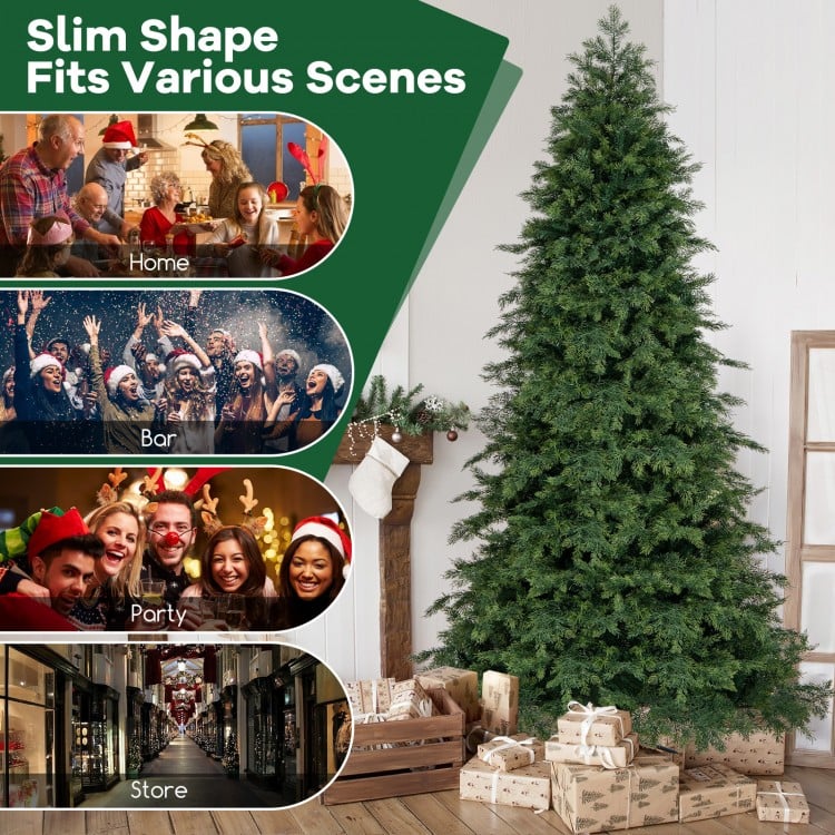 7.5 Feet Artificial Christmas Tree Green Hinged Holiday Tree with 721/1019 Lush Branch Tips