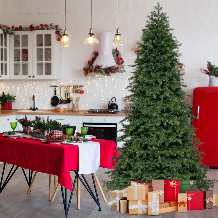 7.5 Feet Artificial Christmas Tree Green Hinged Holiday Tree with 721/1019 Lush Branch Tips