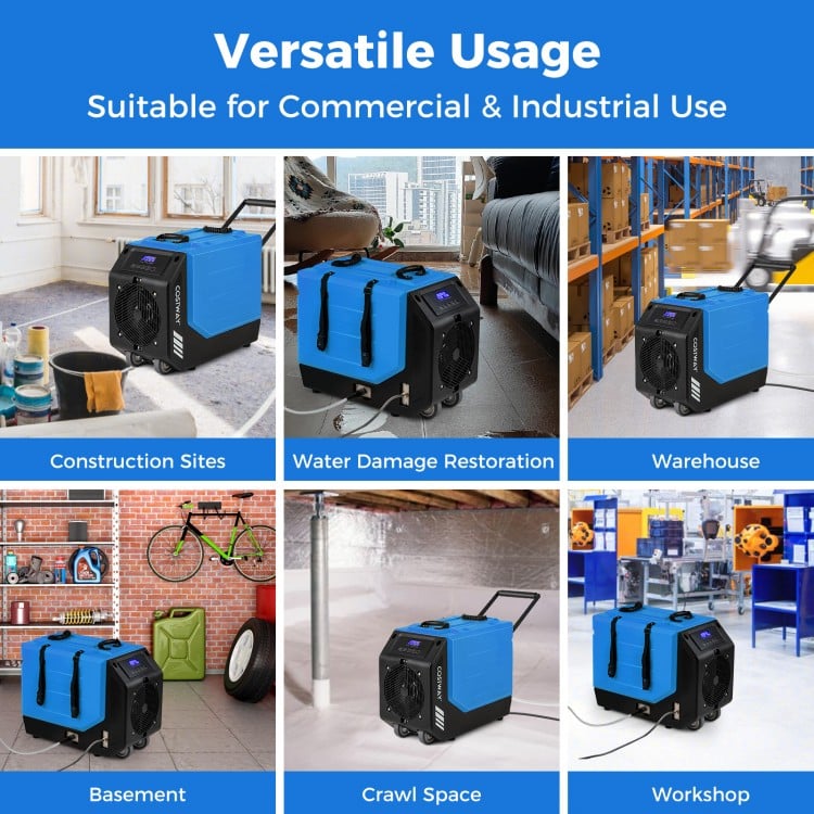 190 PPD Commercial Dehumidifier with Pump and 2 Wheels