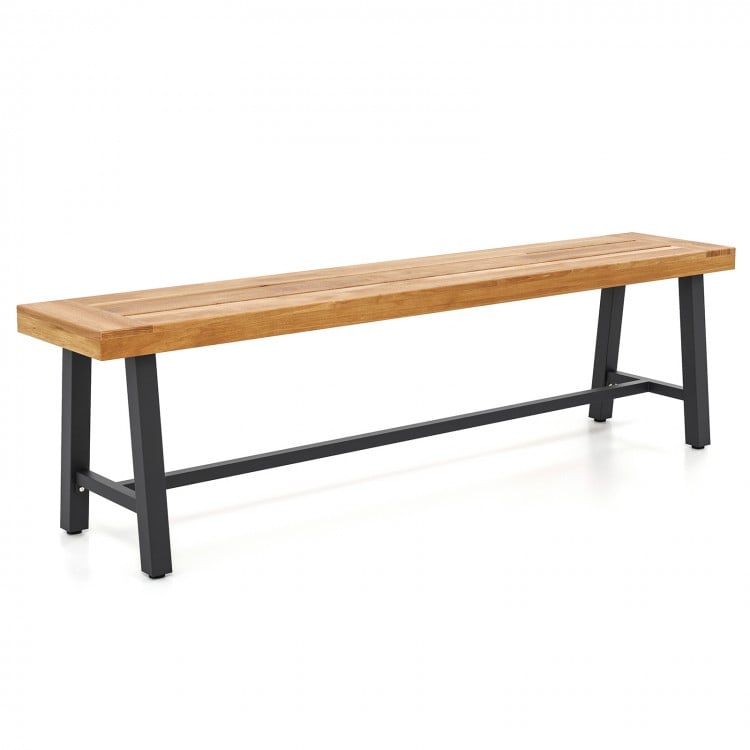 63 Inch 3-Person Acacia Patio Wood Outdoor Backless Bench-Set of 1