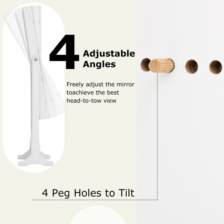 Lockable Freestanding Jewelry Cabinet Armoire with Full-Length Mirror and Lights-White