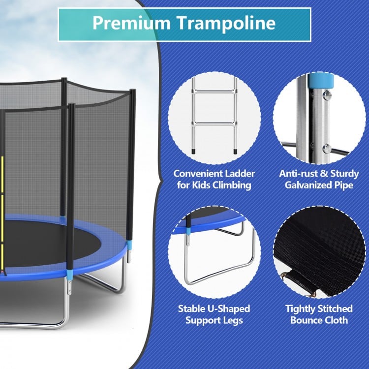 8 feet Safety Jumping Round Trampoline with Spring Safety Pad