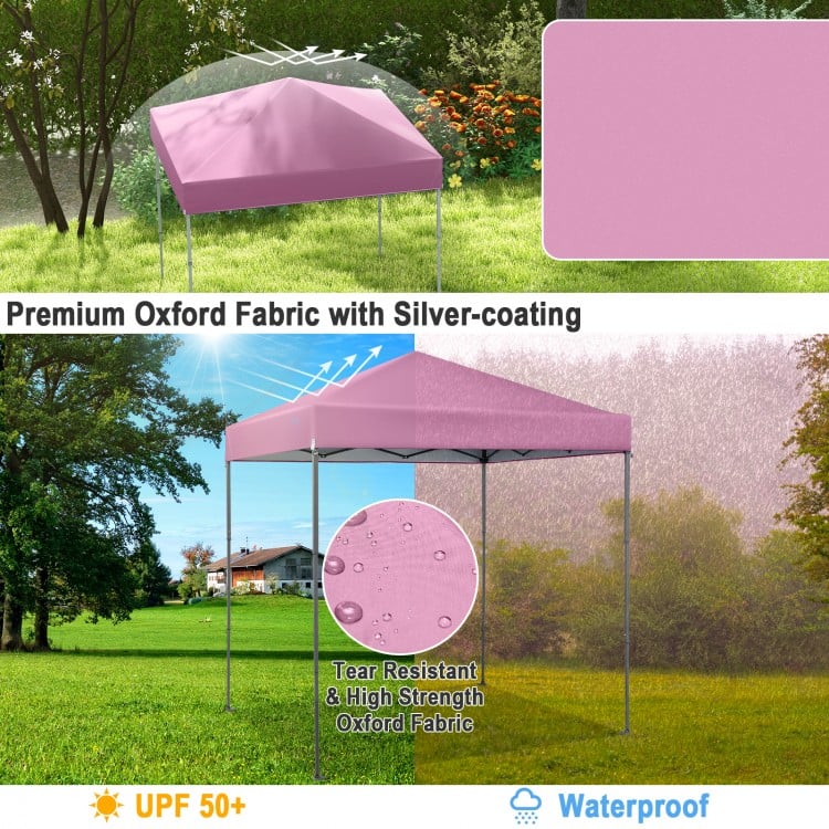 6.6 x 6.6 Feet Outdoor Pop-up Canopy Tent with UPF 50+ Sun Protection-Pink