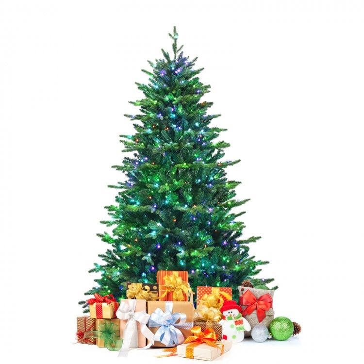 Pre-lit Artificial Hinged Christmas Tree with APP Controlled LED Lights-7'