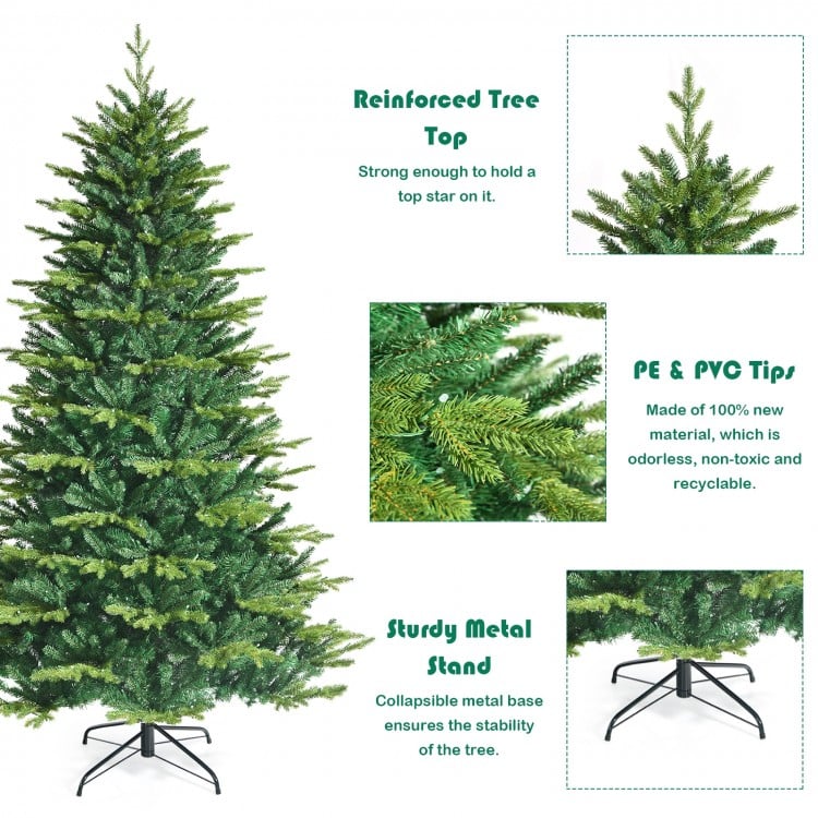 Pre-lit Artificial Hinged Christmas Tree with APP Controlled LED Lights-7'