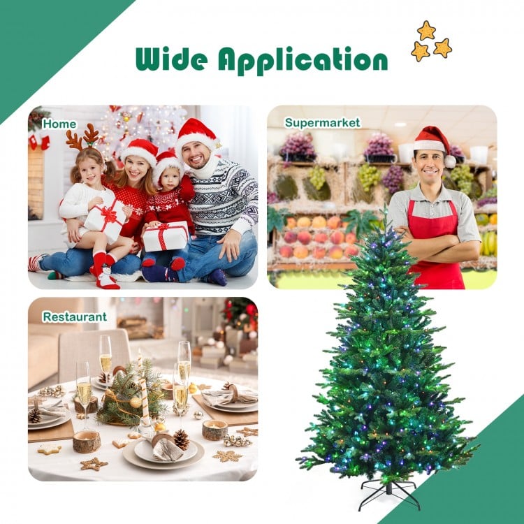 Pre-lit Artificial Hinged Christmas Tree with APP Controlled LED Lights-7'