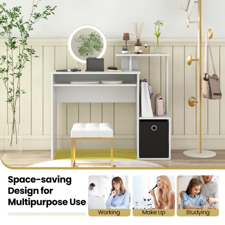 Space-saving Computer Desk with Pull-out Keyboard Tray-White