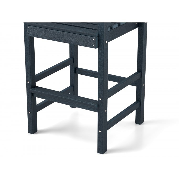 Patio HDPE Adirondack Bar Chairs Set of 2 with Wide Armrests-Navy