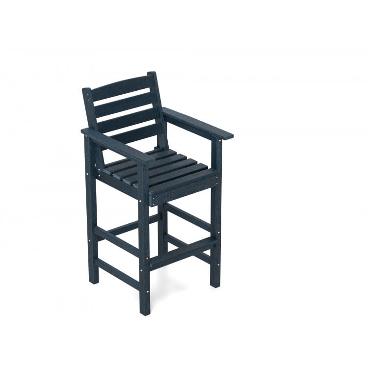 Patio HDPE Adirondack Bar Chairs Set of 2 with Wide Armrests-Navy