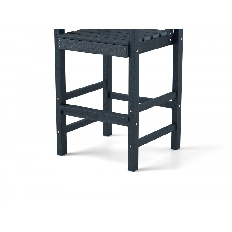 Patio HDPE Adirondack Bar Chairs Set of 2 with Wide Armrests-Navy