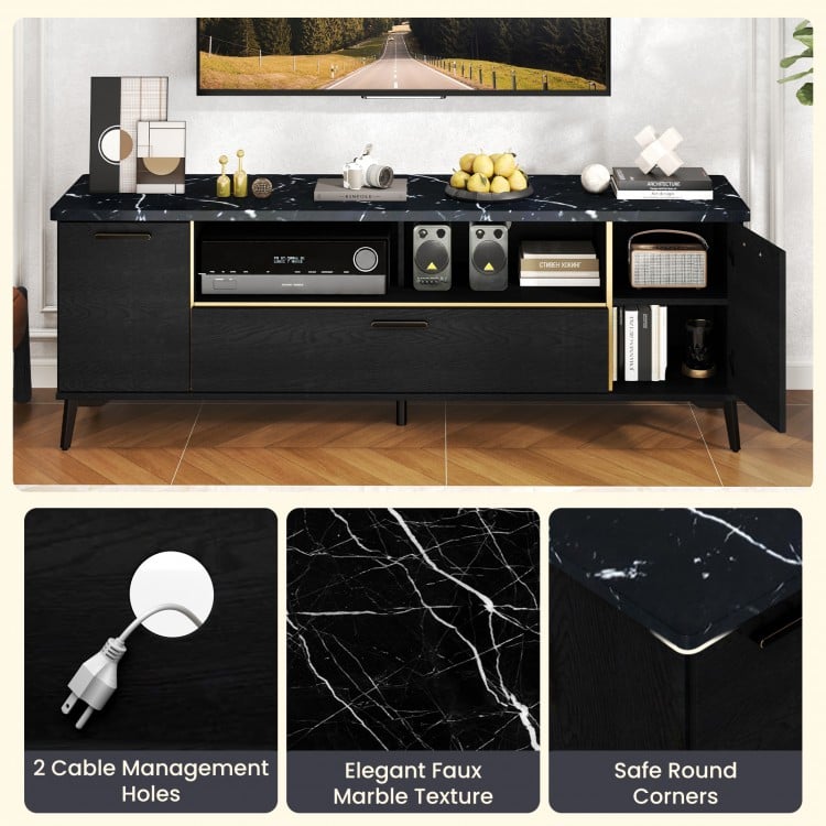63 Inch TV Stand with Flip Door Cabinet for TVs up to 75 Inch-Black