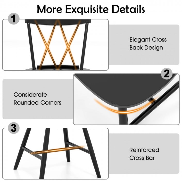 Farmhouse Kitchen Dining Chair Set of 2 with Rubber Wood Frame-Black