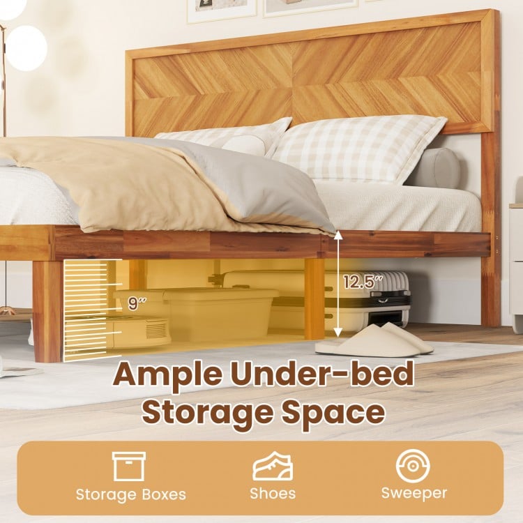 Twin/Full/Queen Size Bed Frame with Headboard and Storage Space-Queen Size