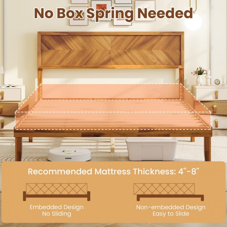 Twin/Full/Queen Size Bed Frame with Headboard and Storage Space-Queen Size
