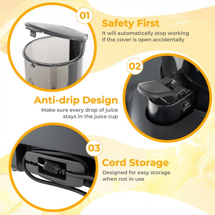 Cold Press Juicer with 5.3 Inches Feed Chute High Juice Yield and Reverse Function
