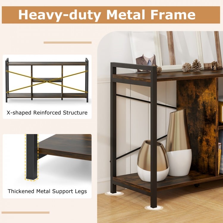 TV Stand for 55 Inch TVs Industrial Entertainment Center-Rustic Brown