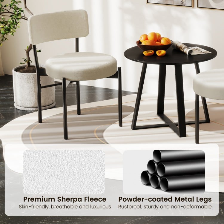 Dining Chair Set of 2 with Curved Backrest and Padded Seat-White