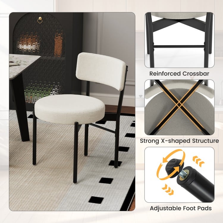 Dining Chair Set of 2 with Curved Backrest and Padded Seat-White