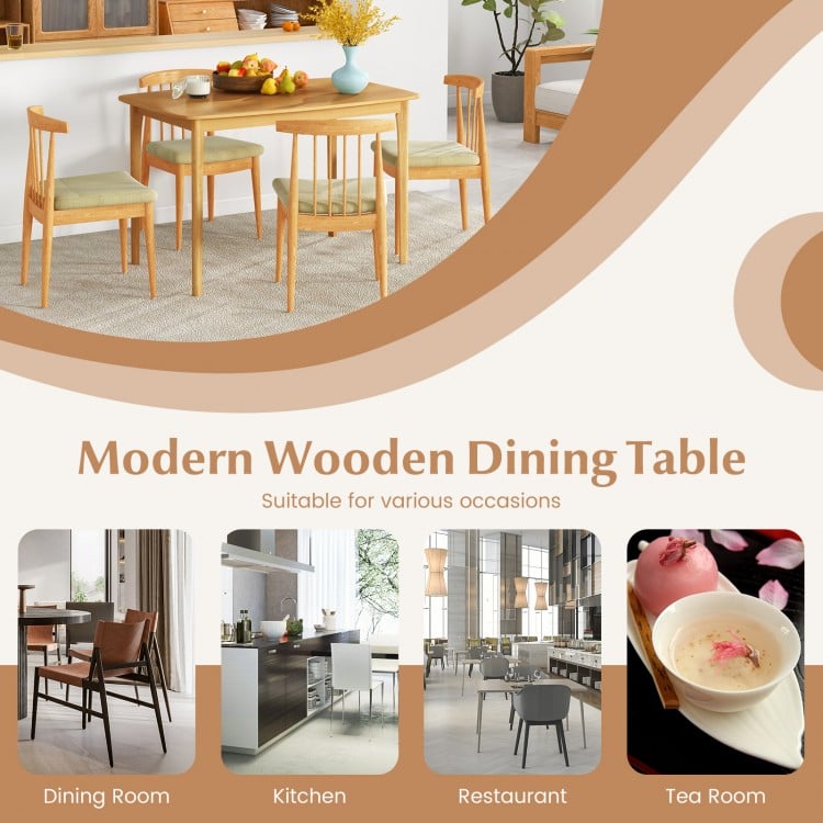 48 Inch Solid Wood Dining Table with Rubber Wood Supporting Legs for Kitchen Dining Room-Natural