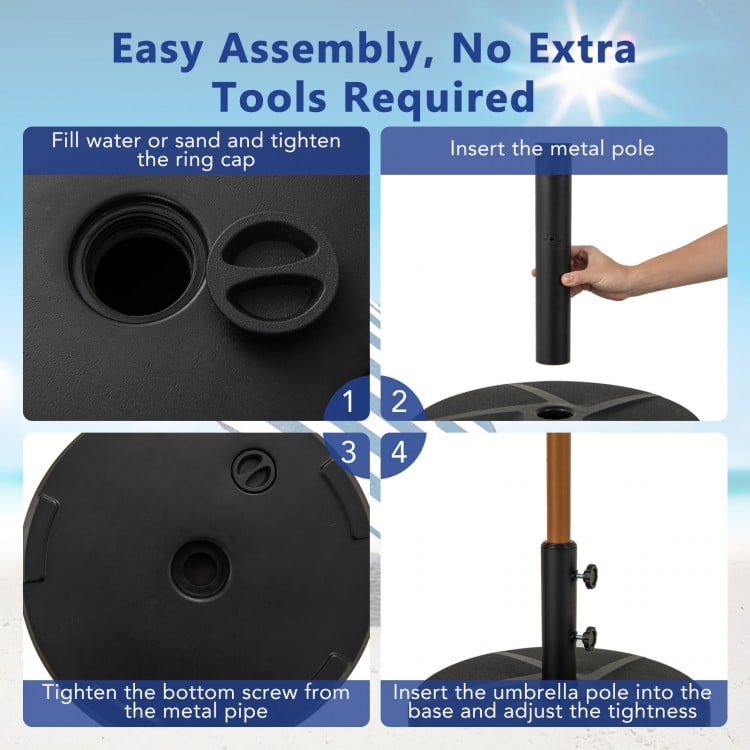 Patio Umbrella Base 88LBS Capacity Water and Sand Fillable Market Table Umbrella Stand