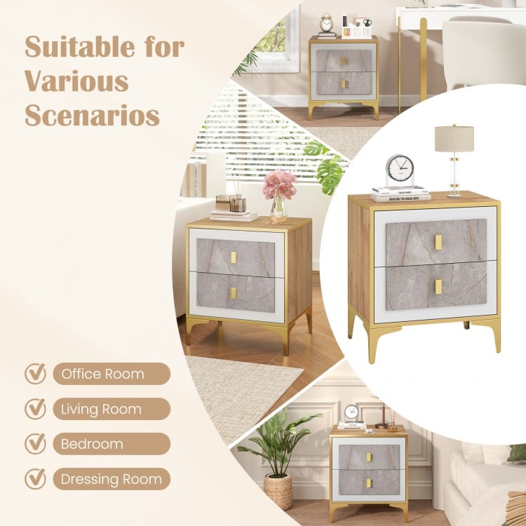 Nightstand with 2 Pull-out Drawers for Living Room Bedroom