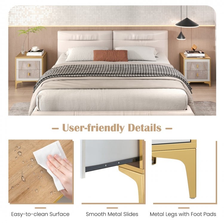 Nightstand with 2 Pull-out Drawers for Living Room Bedroom