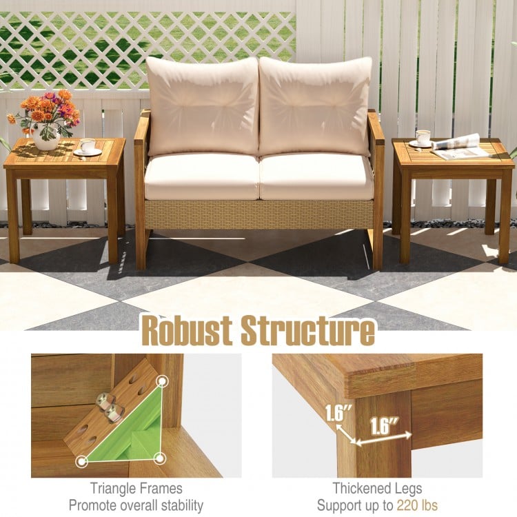 Outdoor Side Table Teak Wood End Table Square Patio Snack Coffee Table