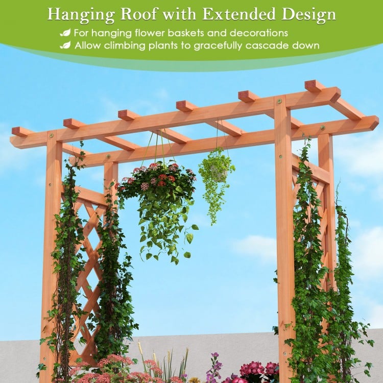Wooden Raised Garden Bed Elevated Planter Box with Trellis and Hanging Roof-Orange