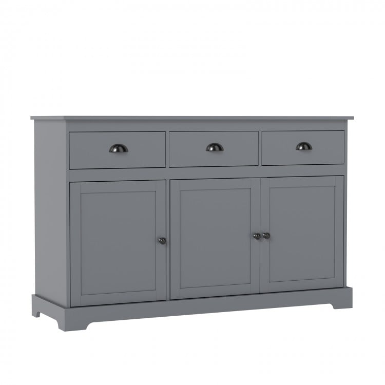 3 Drawers Sideboard Buffet Storage with Adjustable Shelves-Gray