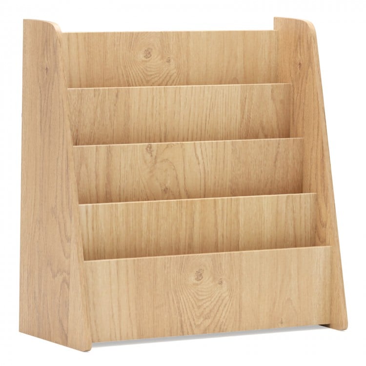 4-Tier Kids Bookshelf with Deep Compartments for Bedroom-Natural