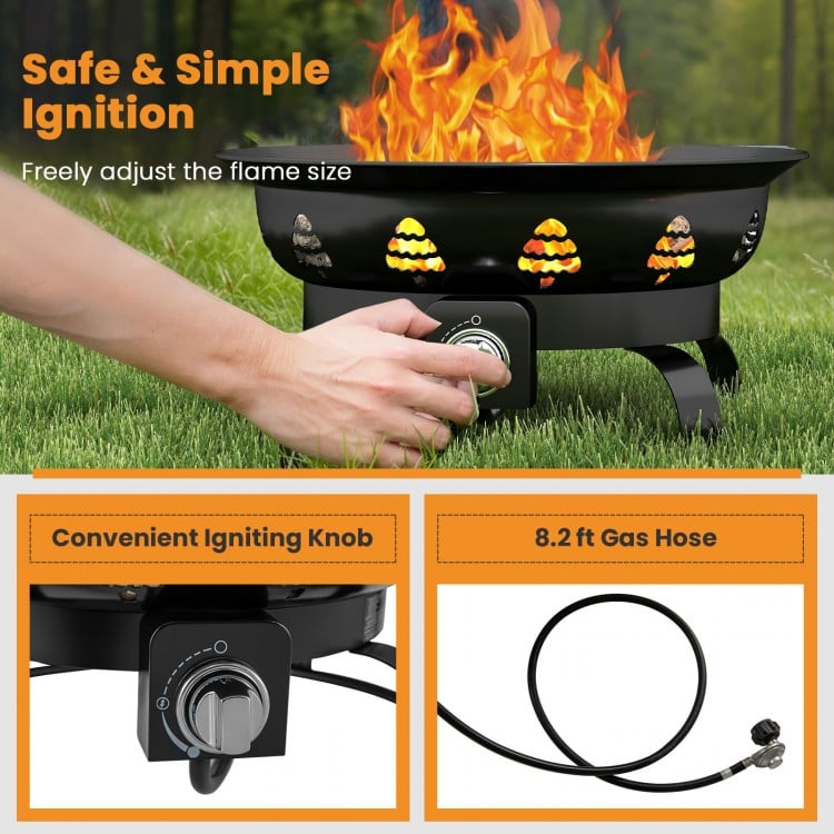 21 Inch Diameter Propane Gas Fire Pit Patio Portable Fire Bowl