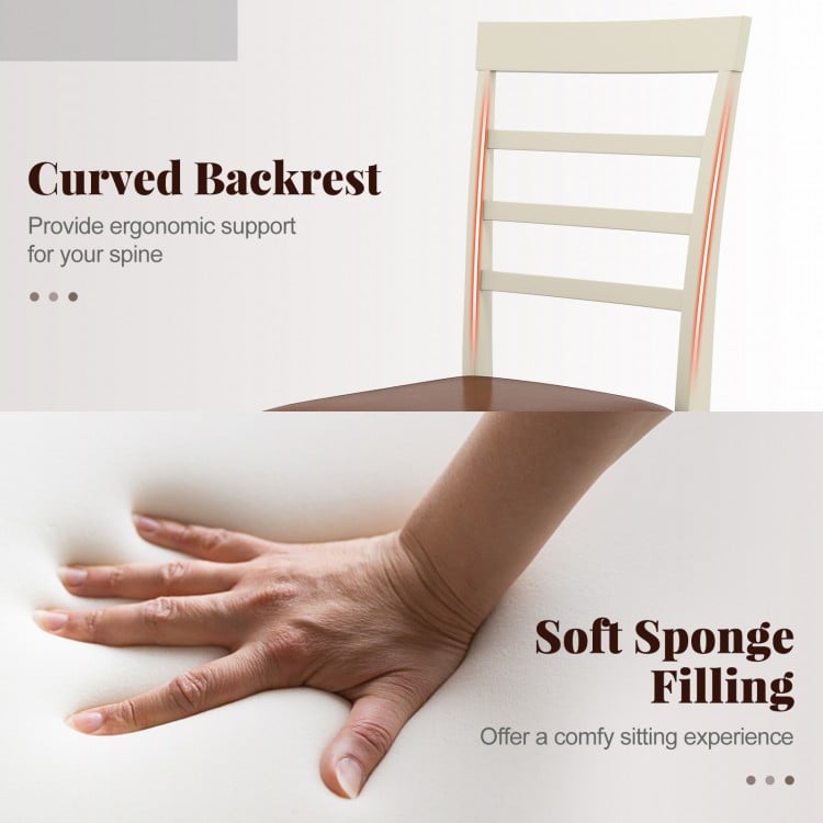 PU Leather Upholstered Armless Wooden Dining Chair Set of 2-White
