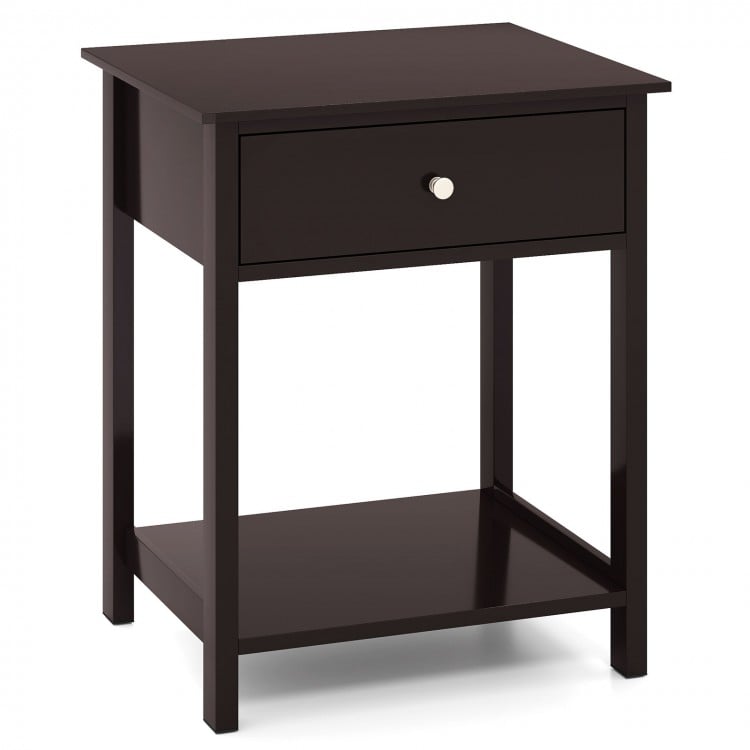 Wooden Storage Shelf with Drawer for Bedroom and Living Room-Brown