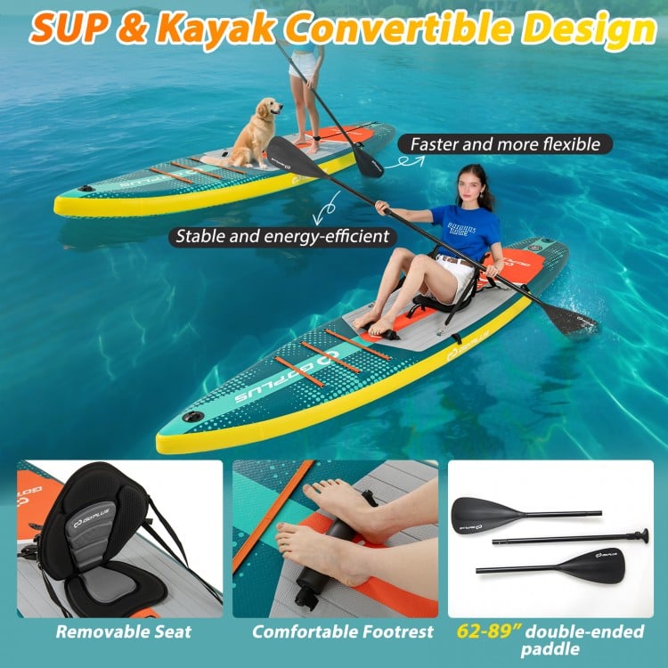 11 Feet Inflatable Stand Up Paddle Board with Kayak Seat for Adults