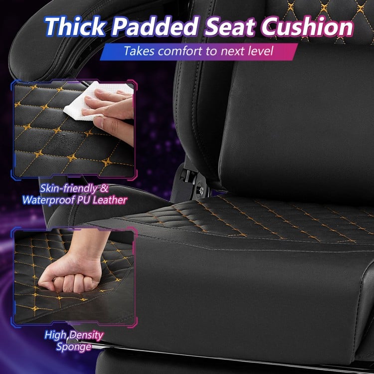 Ergonomic Video Game Computer Chair with Headrest and Lumbar Pillow-Black